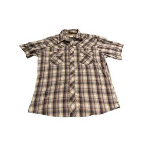 Wrangler Men’s L Western Pearl Snap Button Down Plaid Shirt
